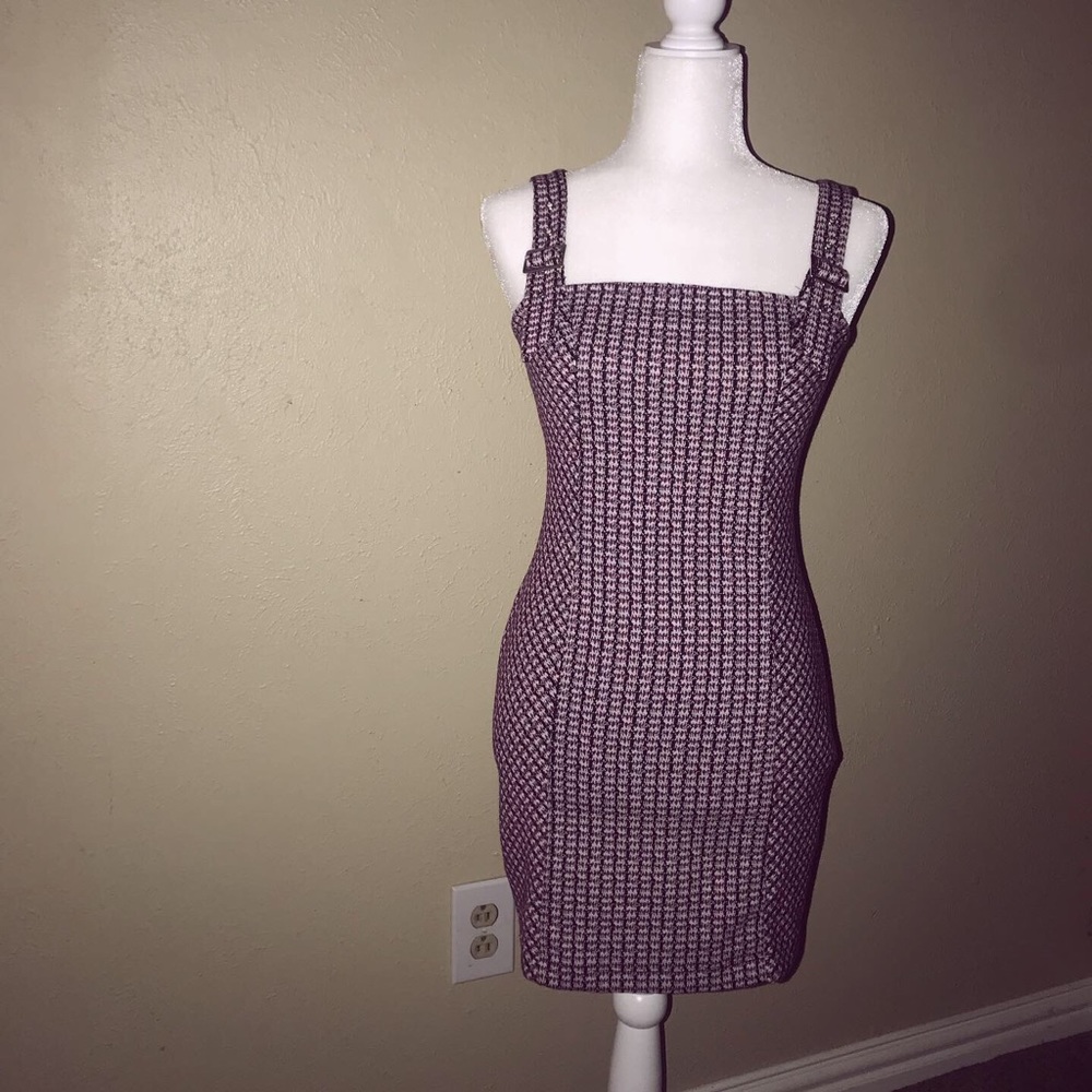 Purple plaid bodycon dress